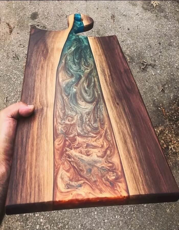 epoxy walnut charcuterie board six north designs