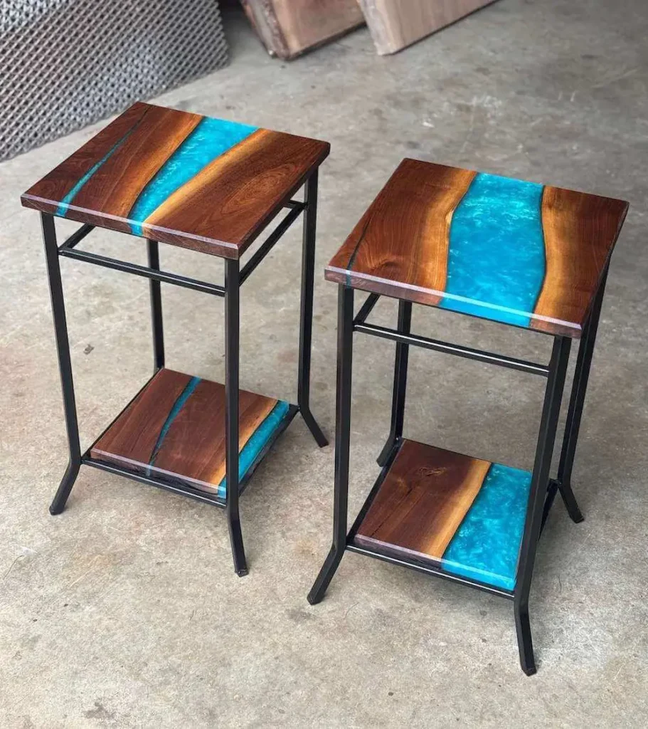 custom welding & wood fabrication epoxy tables